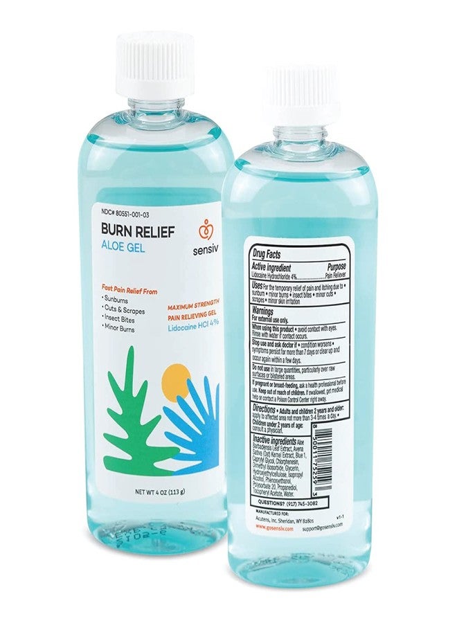Sensiv Aloe Vera Gel for Sunburn Relief with Lidocaine Maximum Strength 4%, Solar Recovery for Cooling & Soothing - Image 1